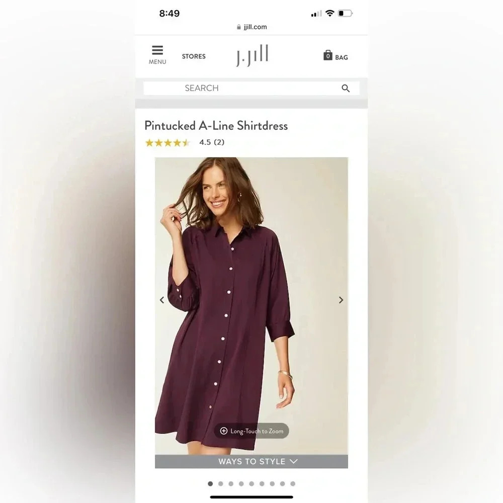 Pintucked A-line shirt dress Pima cotton size M